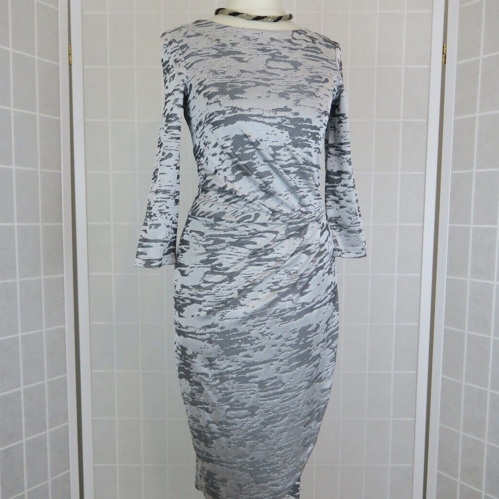 French Connection Elegant Gray Patterned Dress NWOT